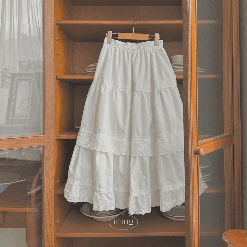 Narita cotton long lace skirt